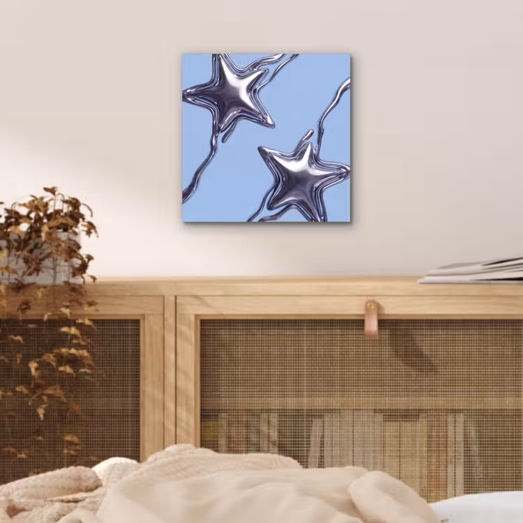 Alu-Dibond-Bild - Sterne – Flüssig – Silber — 4