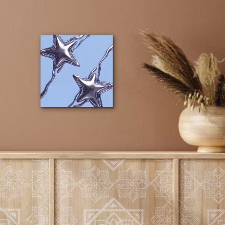 Alu-Dibond-Bild - Sterne – Flüssig – Silber — 5