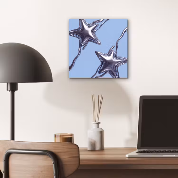 Alu-Dibond-Bild - Sterne – Flüssig – Silber — 6