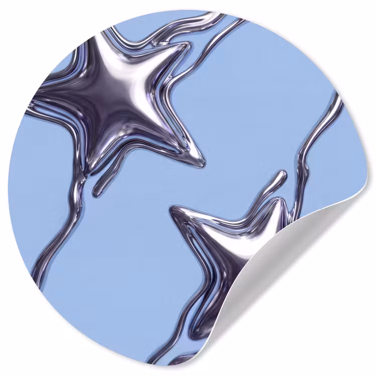 Runde Tapete - Sterne – Flüssig – Silber — 1