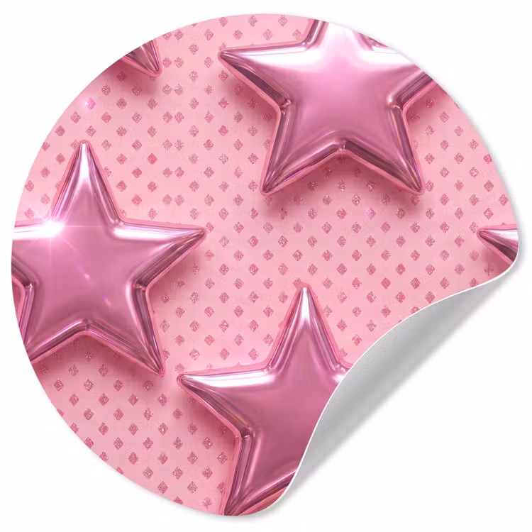 Runde Tapete - Sterne – Rosa – Abstrakt — 1
