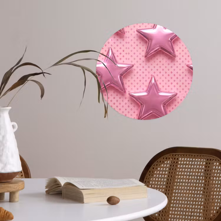 Runde Tapete - Sterne – Rosa – Abstrakt — 4