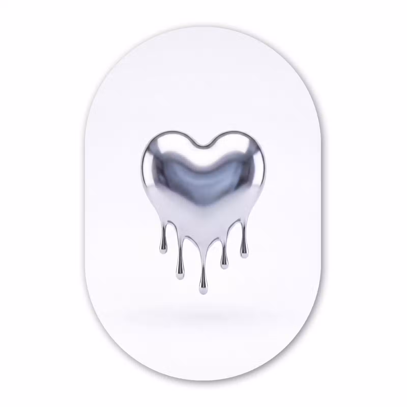 Glasbild Oval - Silbernes Herz – Abstrakt — 1