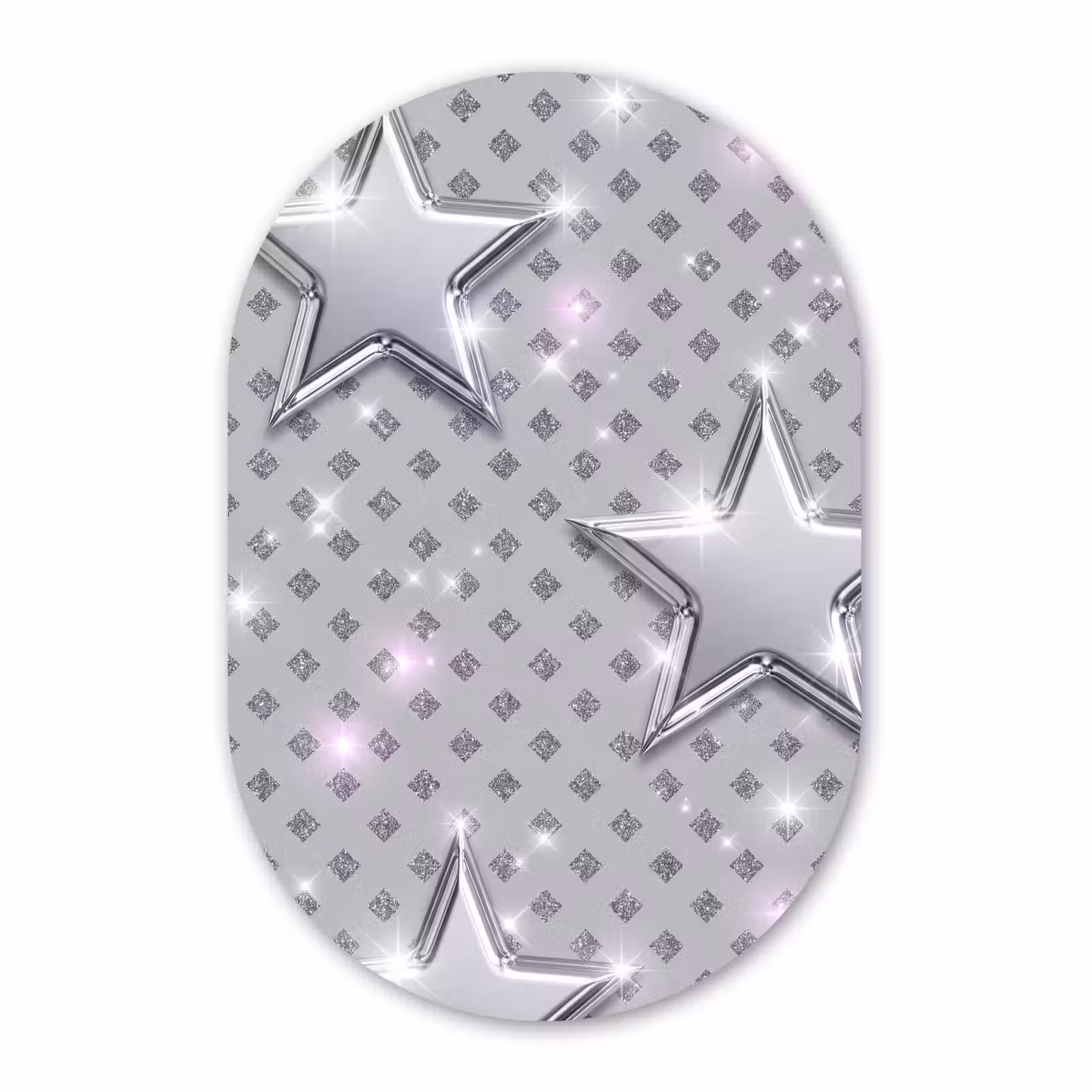 Glasbild Oval - Sterne – Silber – Abstrakt — 1