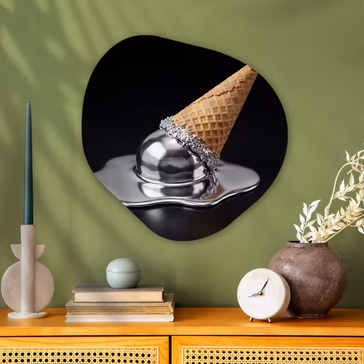 Glasbild Organische Form - Eis – Metall – Abstrakt — 2