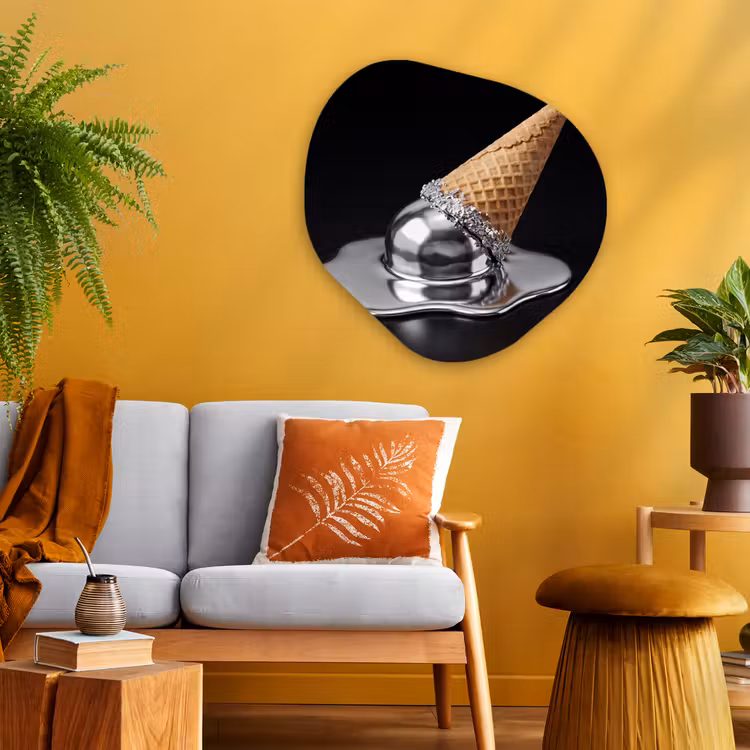 Glasbild Organische Form - Eis – Metall – Abstrakt — 3