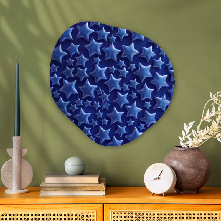 Glasbild Organische Form - Muster mit blauen Sternen — 2