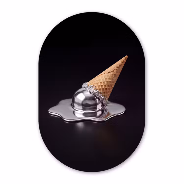 Glasbild Oval - Eis – Metall – Abstrakt — 1