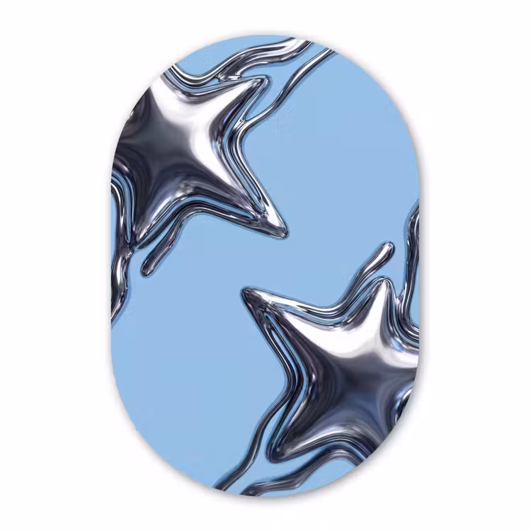 Glasbild Oval - Sterne – Flüssig – Silber — 1