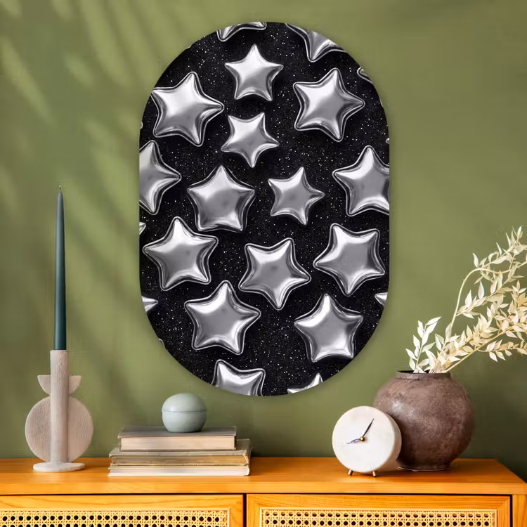 Glasbild Oval - Sterne – Glänzend – Muster — 2