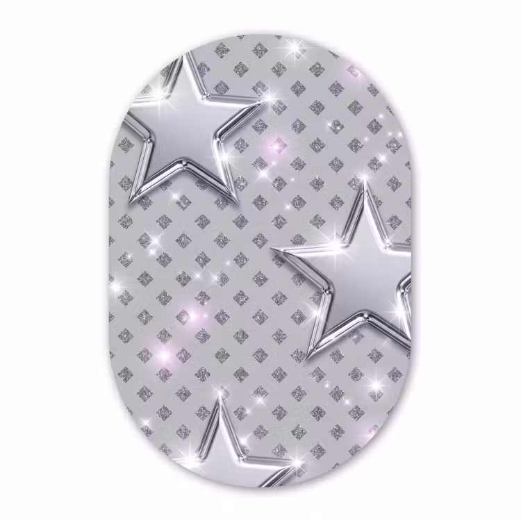 Glasbild Oval - Sterne – Silber – Abstrakt — 1