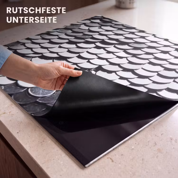 Herdabdeckplatte - Pailletten – Silber – Muster — 9