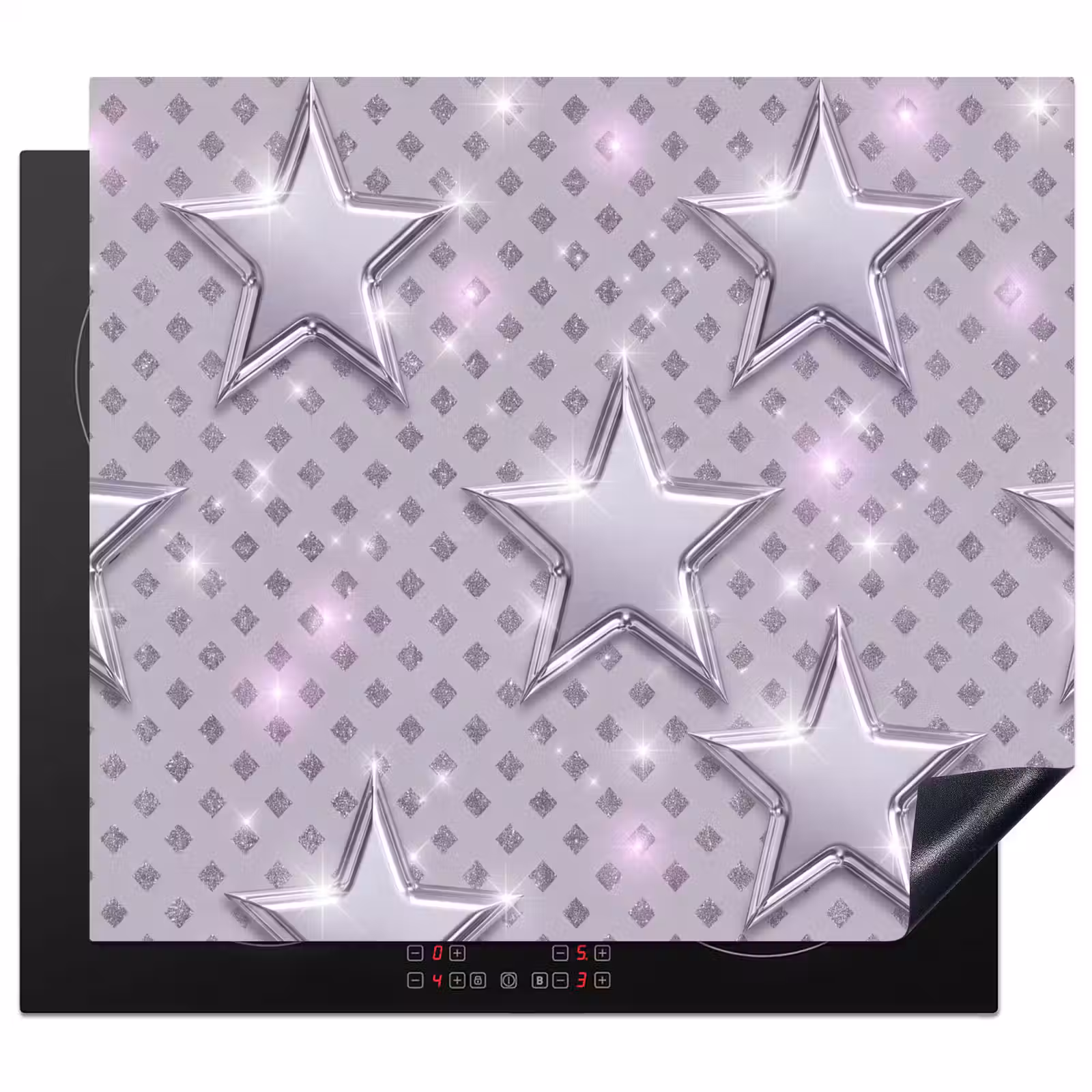 Herdabdeckplatte - Sterne – Silber – Abstrakt — 1