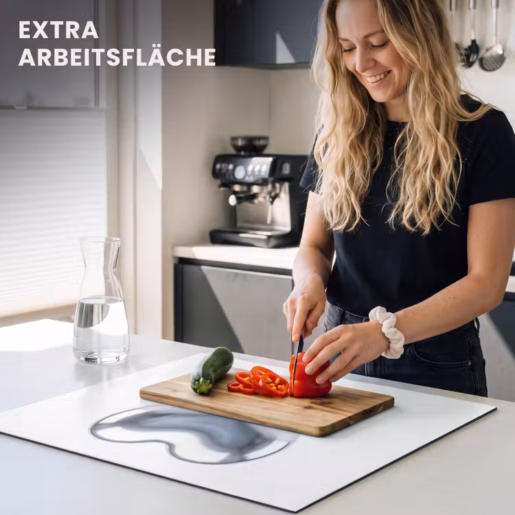 Herdabdeckplatte - Silbernes Herz – Abstrakt — 4