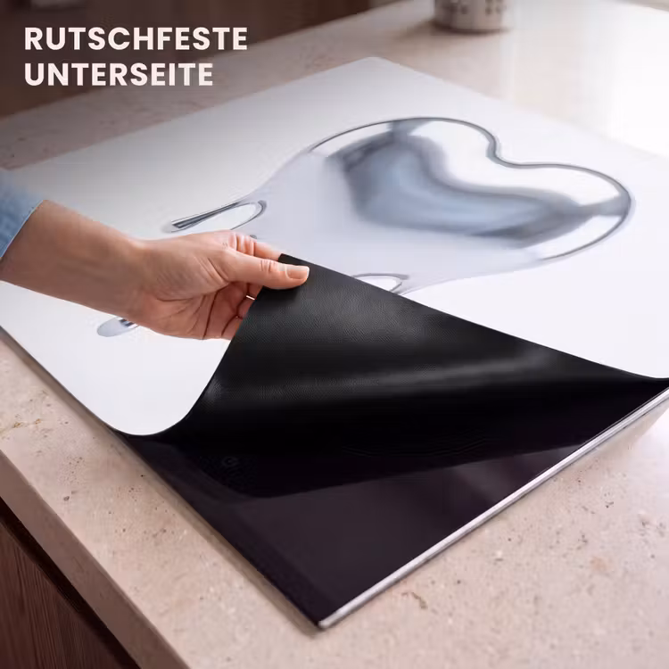Herdabdeckplatte - Silbernes Herz – Abstrakt — 9