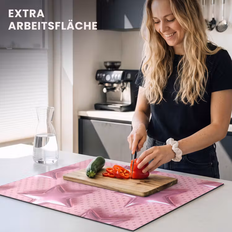 Herdabdeckplatte - Sterne – Rosa – Abstrakt — 4