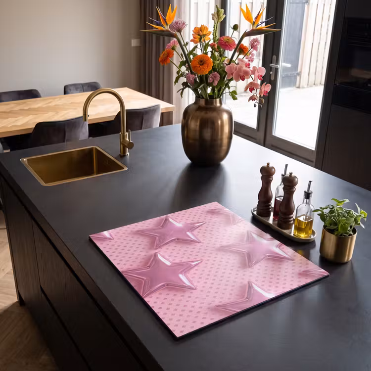 Herdabdeckplatte - Sterne – Rosa – Abstrakt — 5