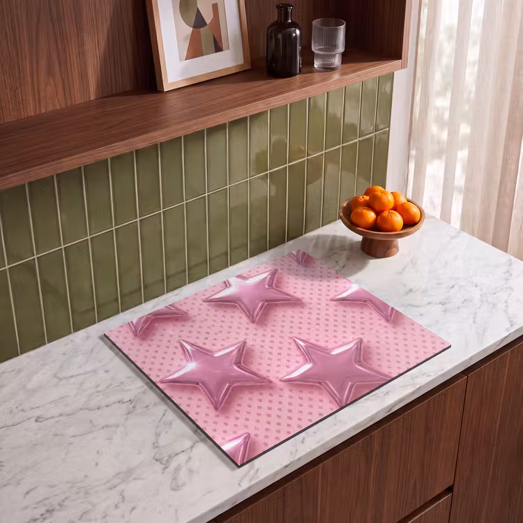 Herdabdeckplatte - Sterne – Rosa – Abstrakt — 8