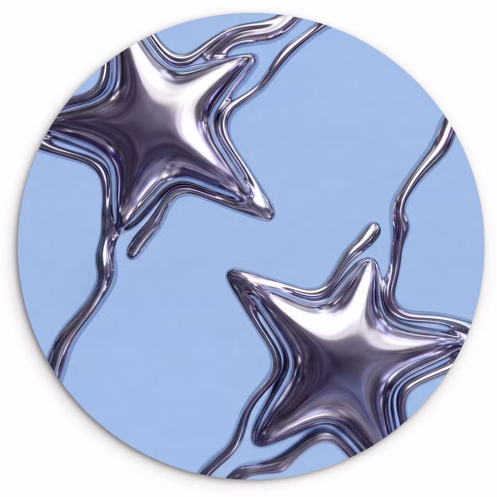 Forexbild Rund - Sterne – Flüssig – Silber — 1