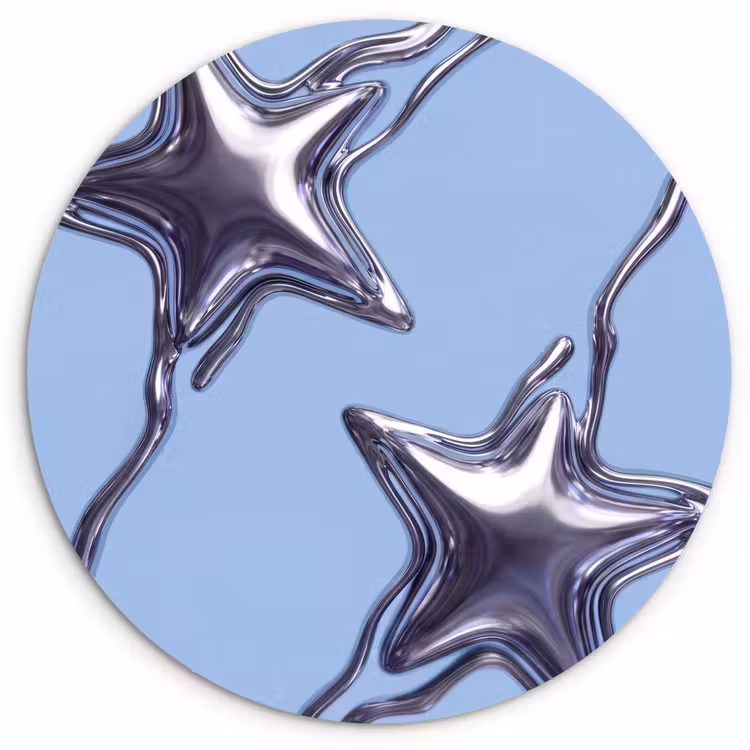Forexbild Rund - Sterne – Flüssig – Silber — 1