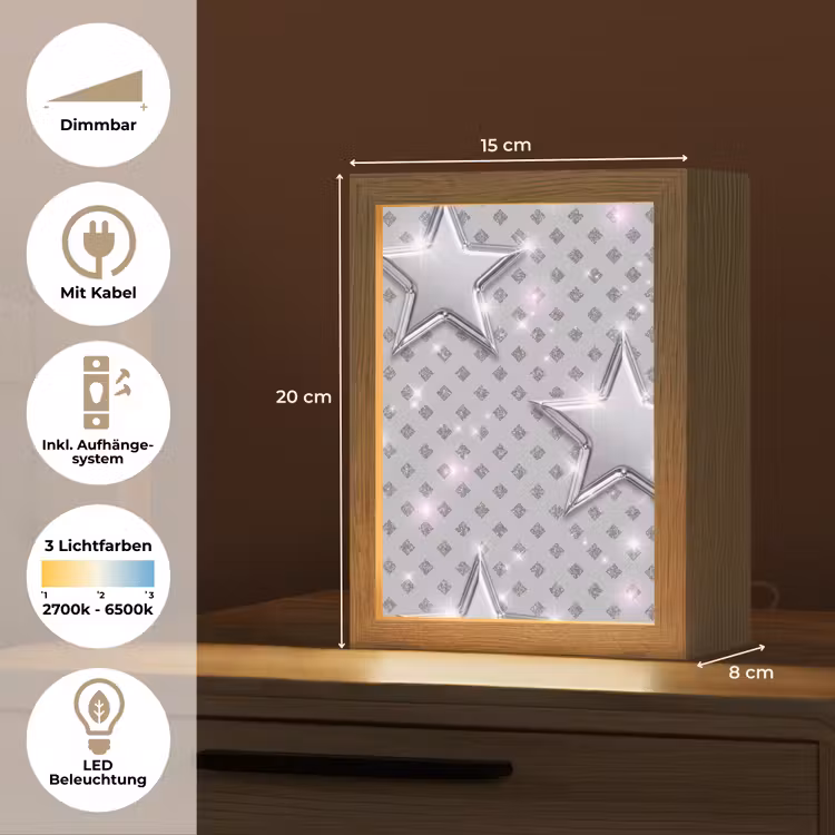 Personalisierte Lightbox - Sterne – Silber – Abstrakt — 6