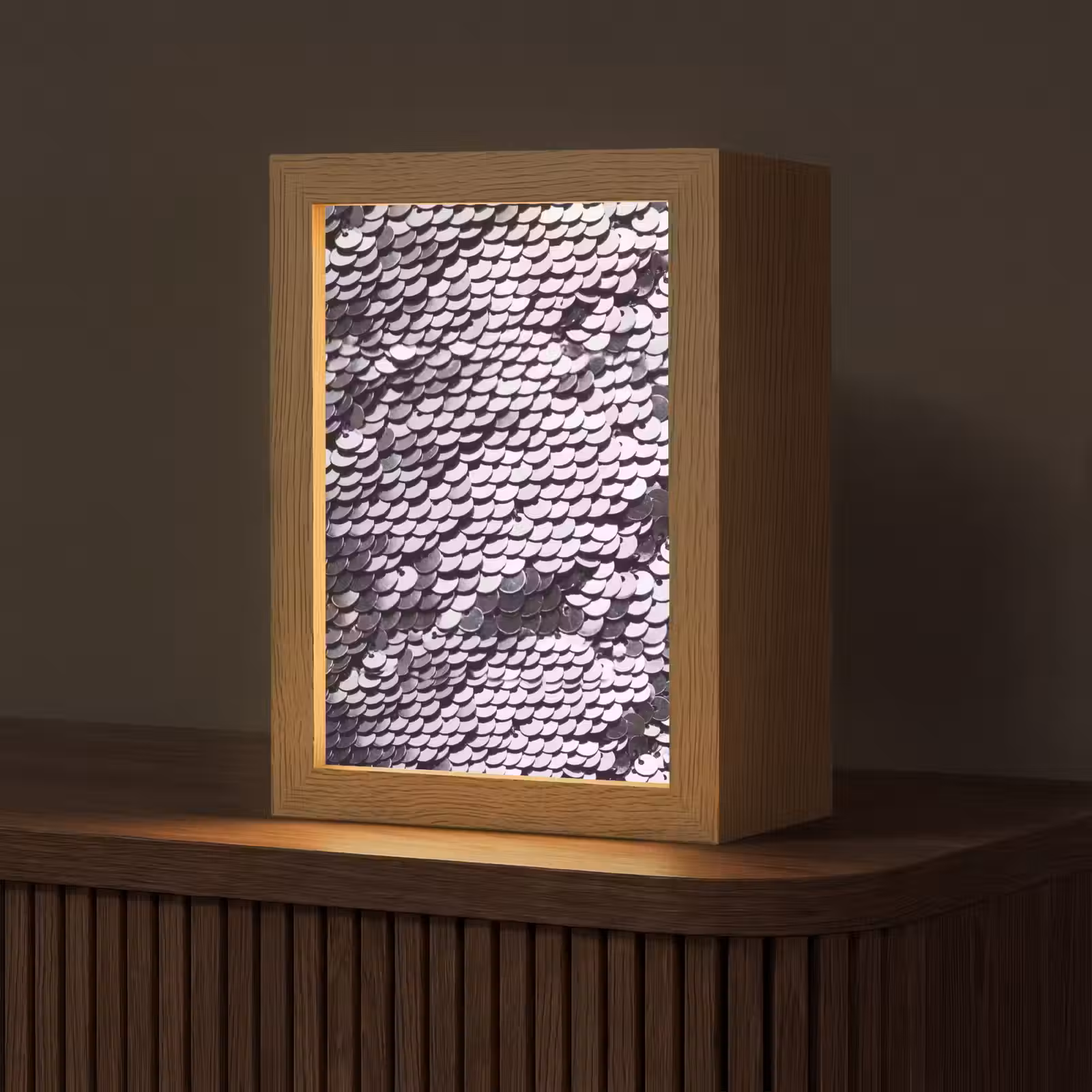 Personalisierte Lightbox - Pailletten – Silber – Muster — 1