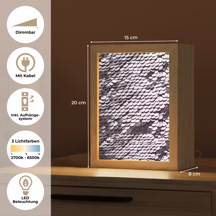 Personalisierte Lightbox - Pailletten – Silber – Muster — 6