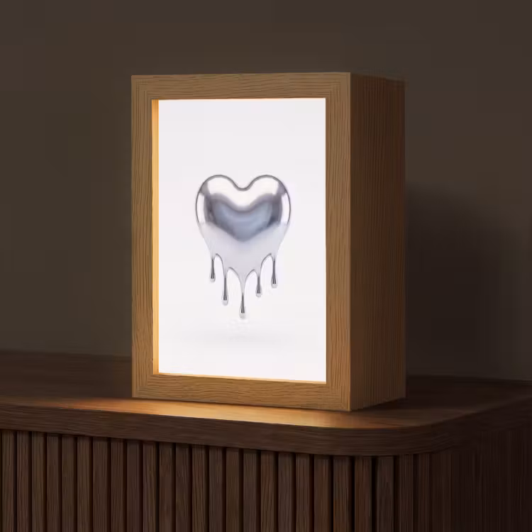 Personalisierte Lightbox - Silbernes Herz – Abstrakt — 1