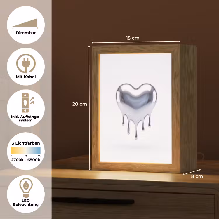 Personalisierte Lightbox - Silbernes Herz – Abstrakt — 6