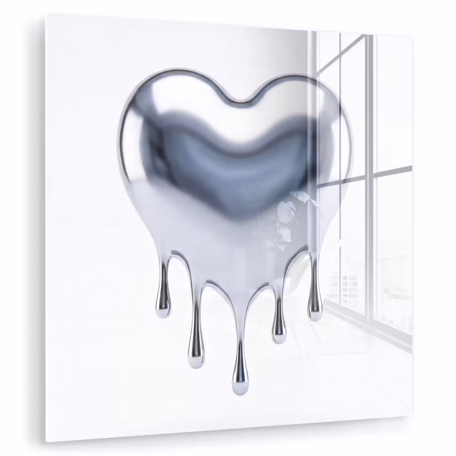 Glasbild - Silbernes Herz – Abstrakt — 1