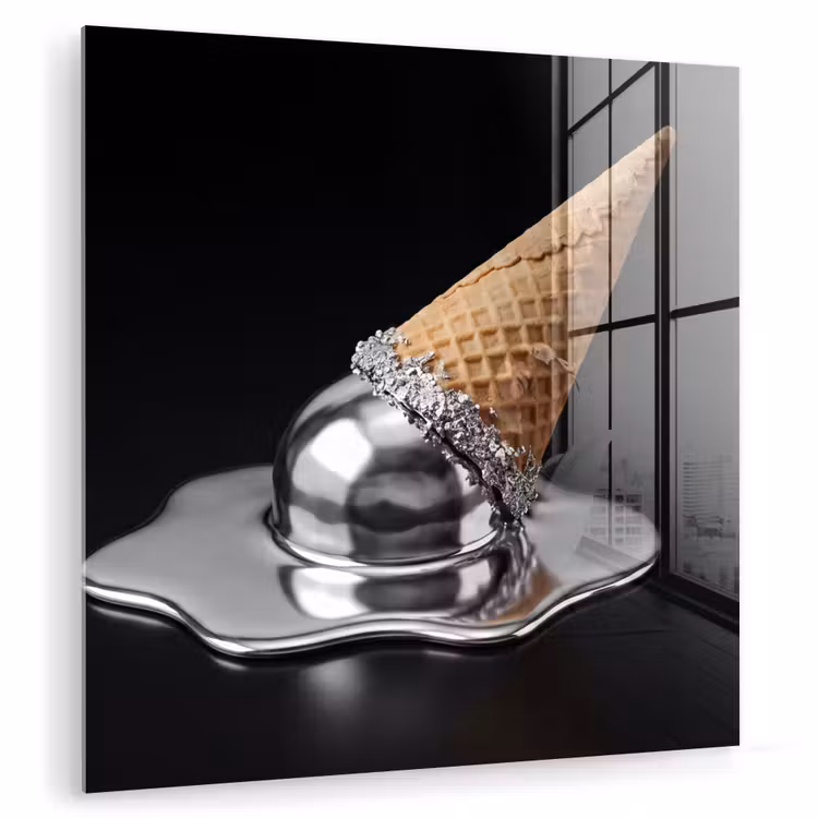 Glasbild - Eis – Metall – Abstrakt — 1