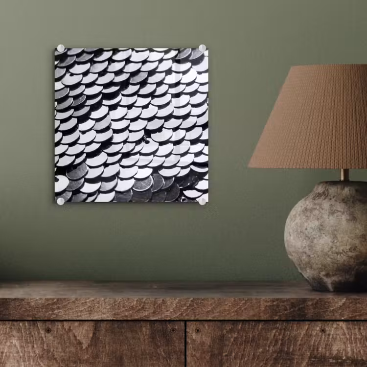 Glasbild - Pailletten – Silber – Muster — 4