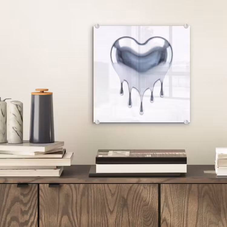 Glasbild - Silbernes Herz – Abstrakt — 2