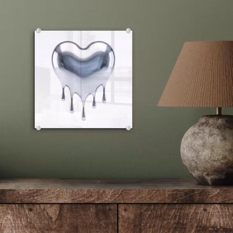 Glasbild - Silbernes Herz – Abstrakt — 4