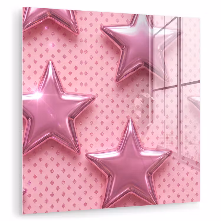 Glasbild - Sterne – Rosa – Abstrakt — 1
