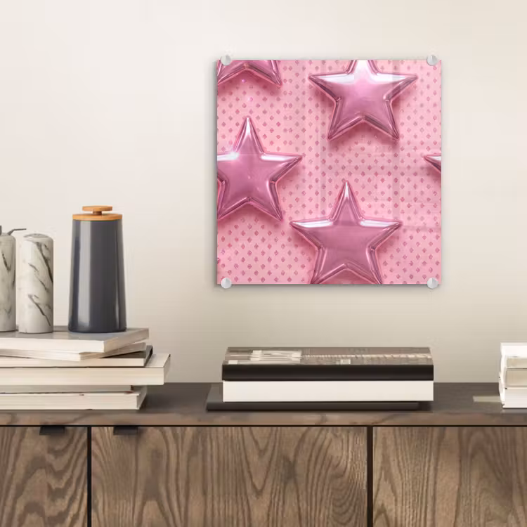 Glasbild - Sterne – Rosa – Abstrakt — 2