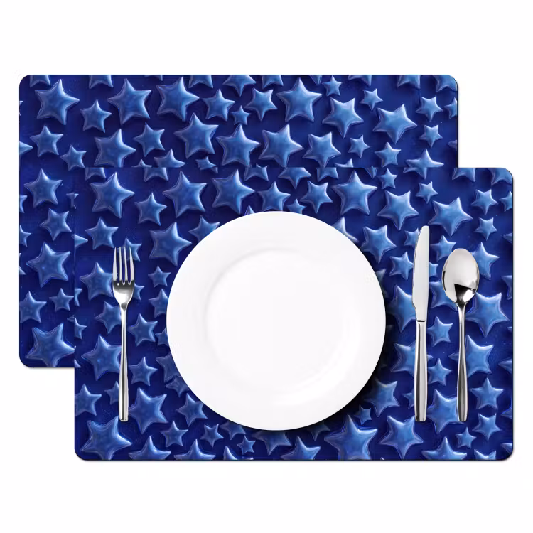 Tischset - 6 Stück - Muster mit blauen Sternen — 2