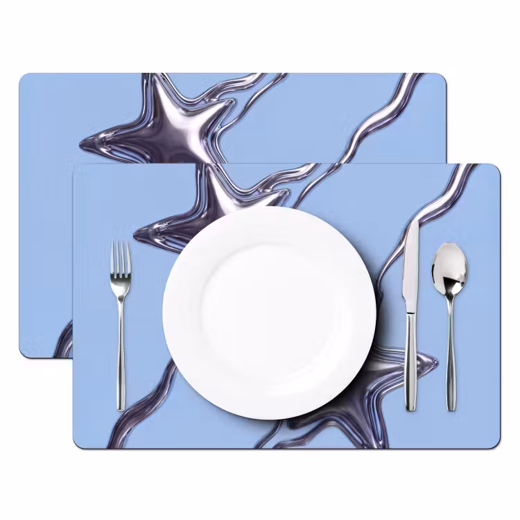 Tischset - 6 Stück - Sterne – Flüssig – Silber — 2