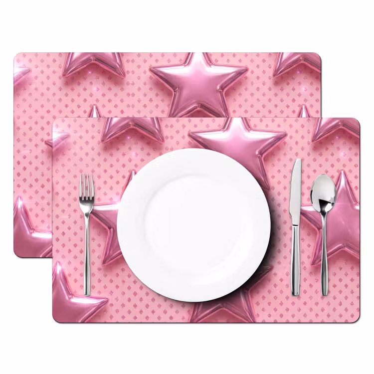 Tischset - 6 Stück - Sterne – Rosa – Abstrakt — 2