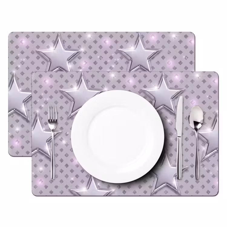 Tischset - 6 Stück - Sterne – Silber – Abstrakt — 2