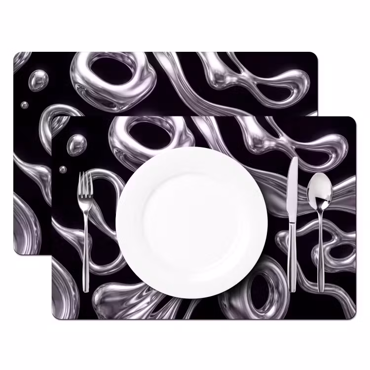 Tischset - 6 Stück - Zusammenfassung – Formen – Silber — 2