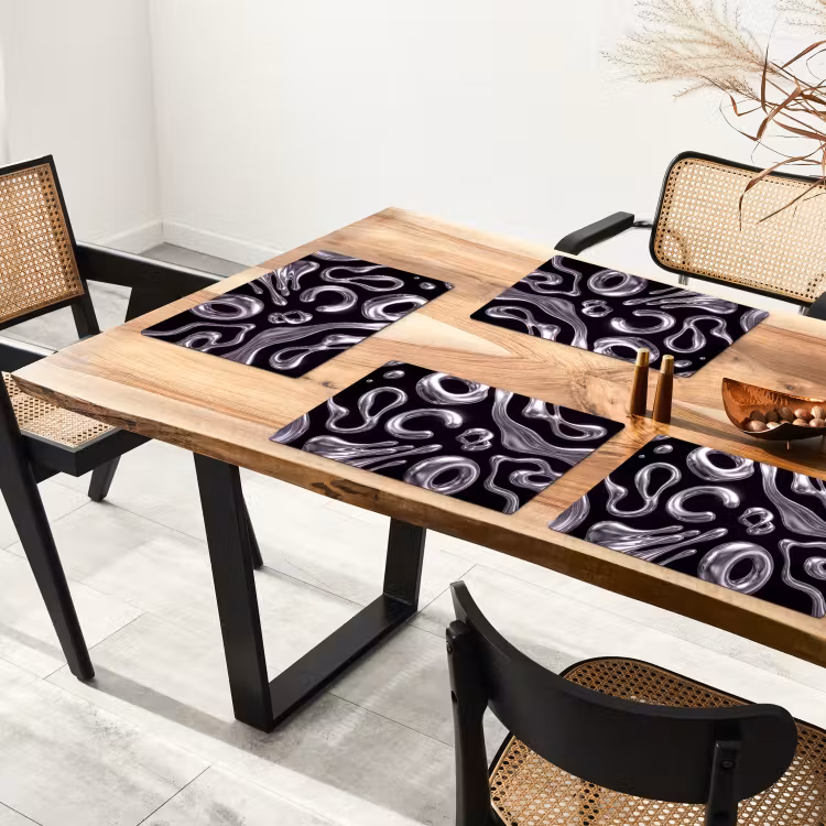 Tischset - 6 Stück - Zusammenfassung – Formen – Silber — 3