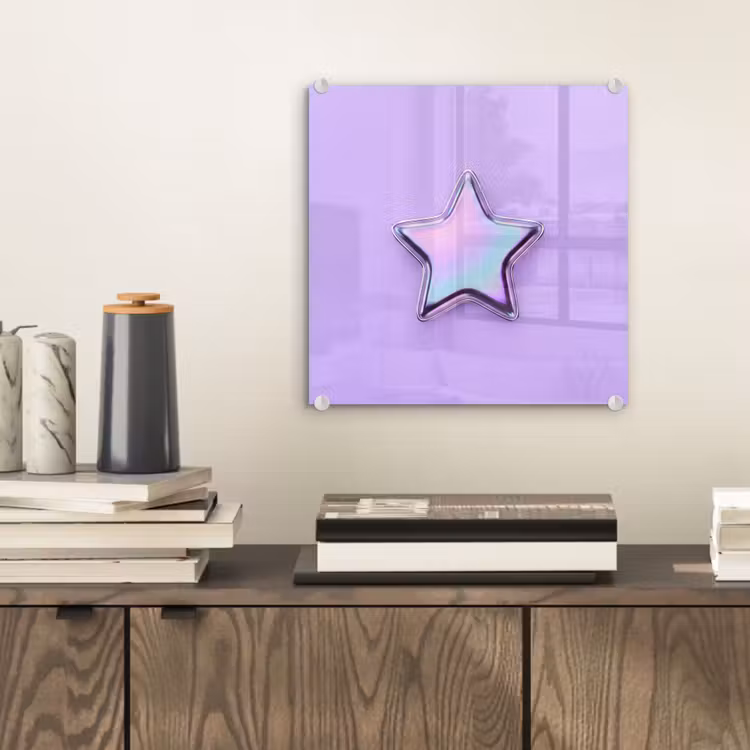 Glasbild - Stern – Holografisch – Modern — 2
