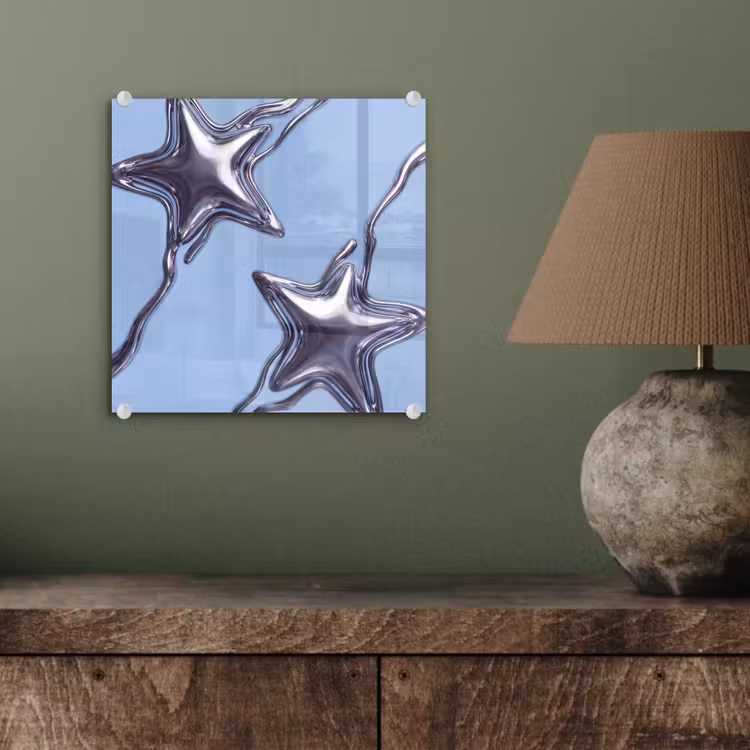 Glasbild - Sterne – Flüssig – Silber — 4