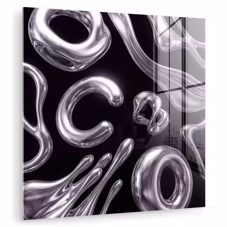 Glasbild - Zusammenfassung – Formen – Silber — 1