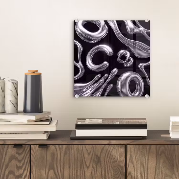 Glasbild - Zusammenfassung – Formen – Silber — 2