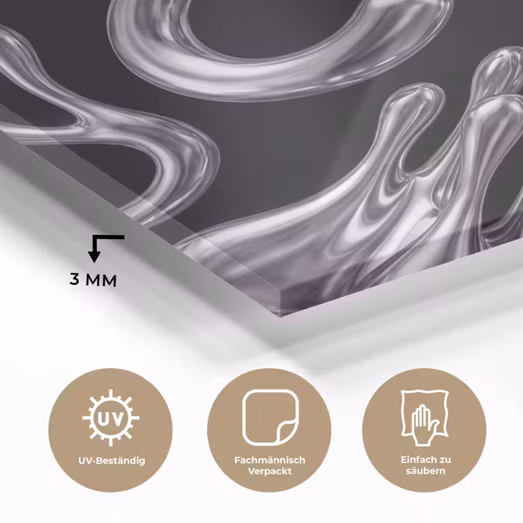 Glasbild - Zusammenfassung – Formen – Silber — 3