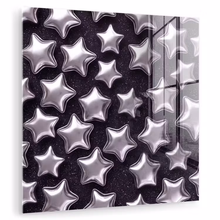 Glasbild - Sterne – Glänzend – Muster — 1