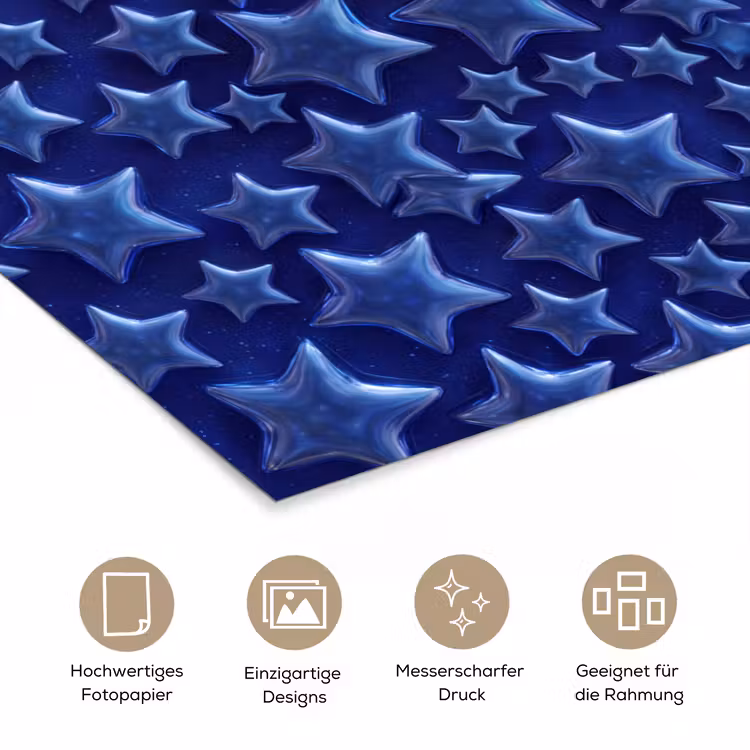 Poster - Muster mit blauen Sternen — 5