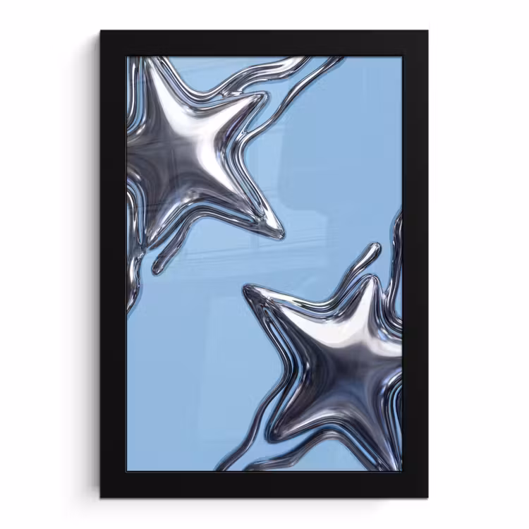 Bilder mit Rahmen - Sterne – Flüssig – Silber — 1